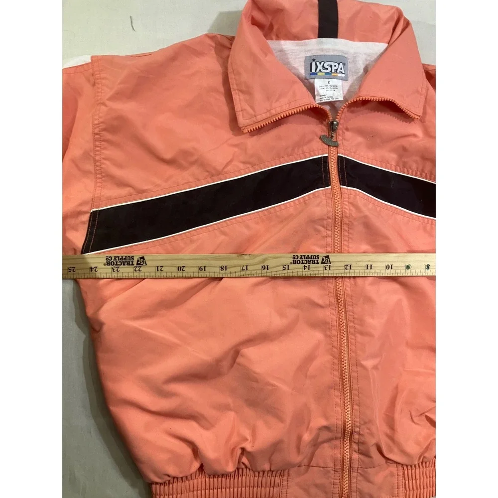 IXSPA Womens Vintage 90s Windbreaker Jacket Coral Pink Colorblock‎ Full Zip S